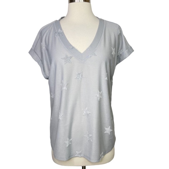 Stitch Fix l Bobeau Sheldon V-Neck Terry Star Knit Top, Medium - Picture 6 of 9